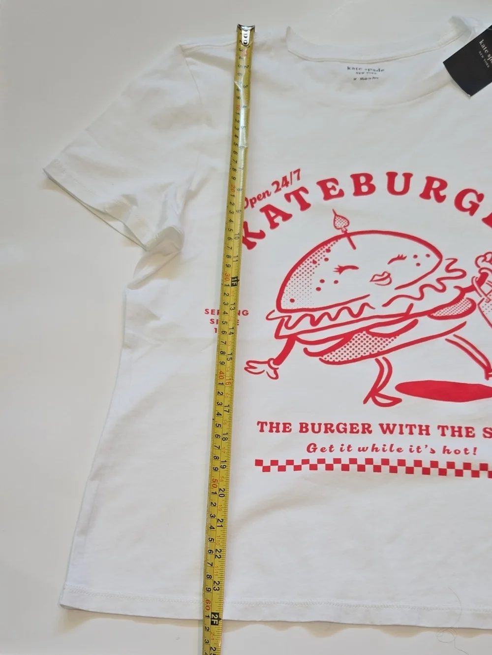 kate spade Burger 100% Cotton Tee NWT Size M